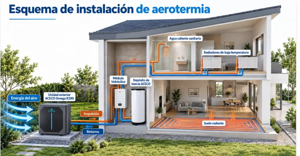 esquema instalacion aerotermia